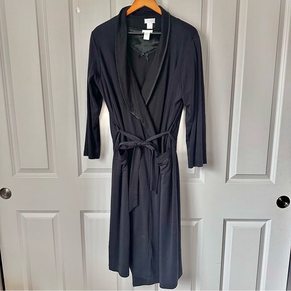 VTG Nordstrom Pima Cotton XXL Nightshirt & XL Robe Navy Blue 2 Piece Set READ